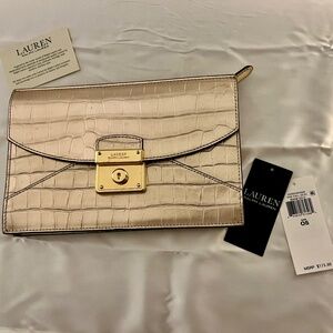 Ralph Lauren envelope clutch with zip top